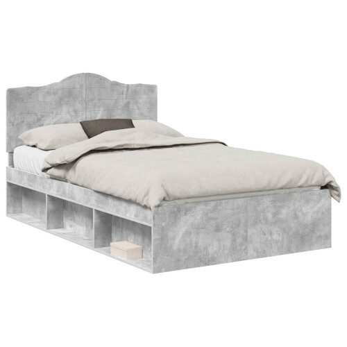 vidaXL Bed Frame Concerte Grey 135 x 190 cm Solid Pine Wood 1
