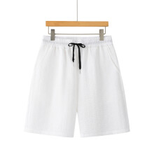Men's Shorts Casual Stretch Solid Short Elastic Waist-White M