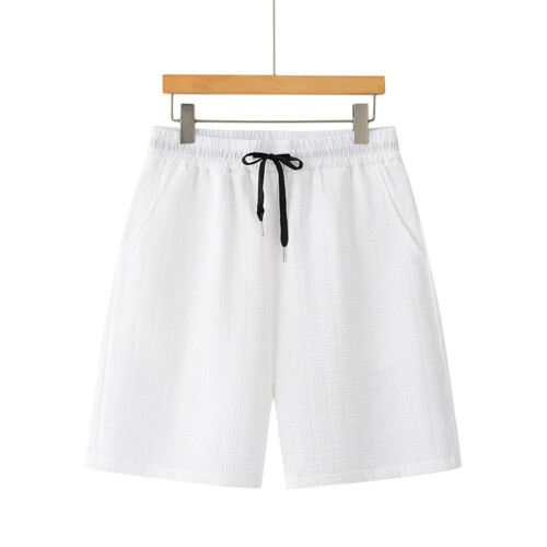 Men's Shorts Casual Stretch Solid Short Elastic Waist-White M