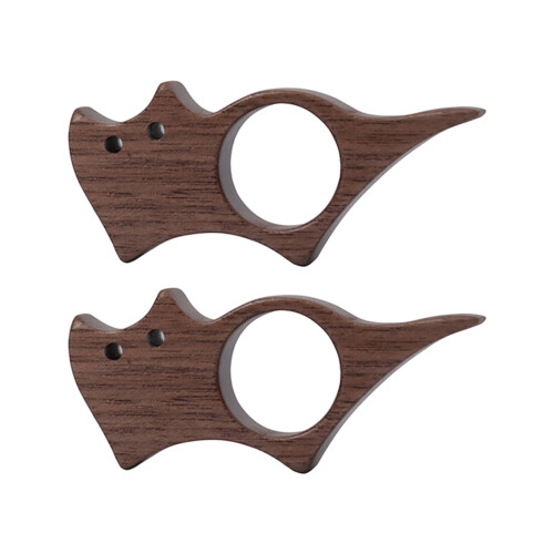 2pcs Multifunctional Thumb Bookmarks In Wood Material-cat cat