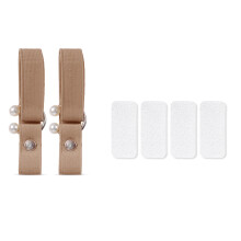 2Pcs U Shaped Pearls Elastic Band High Heel Shoe-Khaki