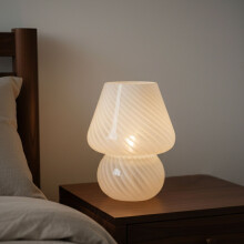 Glazen tafellamp in paddenstoelvorm, LED, 3 lichtkleuren