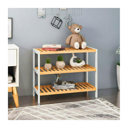 Bamboo Shoe Rack, 3-Tier, Space-Saving Design 1