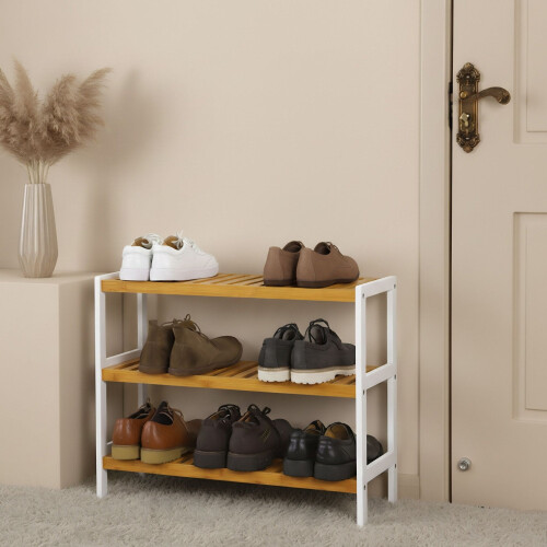 Bamboo Shoe Rack, 3-Tier, Space-Saving Design 2