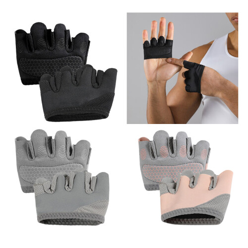 Short Workout Gloves Full Palms Protection for Men-Black M 2