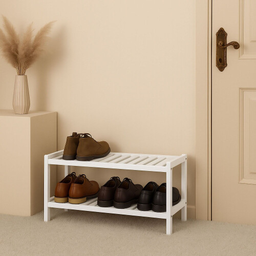 Bamboo Shoe Rack - Space-Saving, Holds 9 Pairs 2