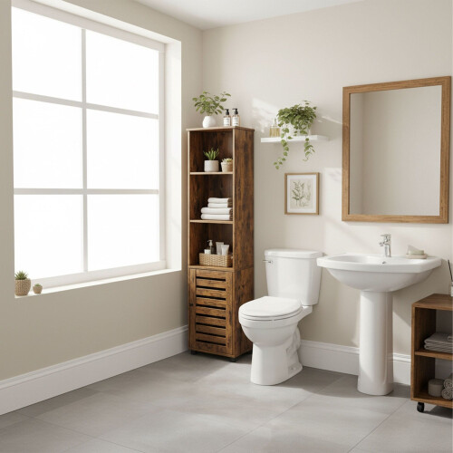 Mueble de baño alto con estantes ajustables 2