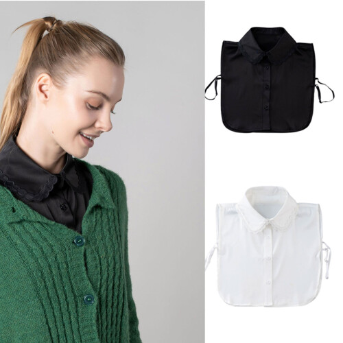 Practical Polyester Detachable Collar Simple Button-Black 2