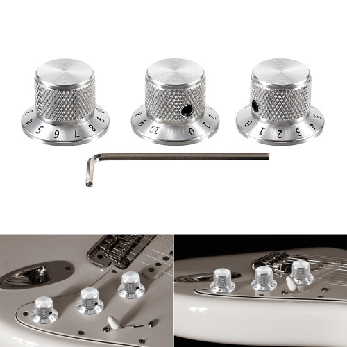 3Pcs Guitar Contral Knobs, Clear Knobs Electric Guitar Bass Top 1