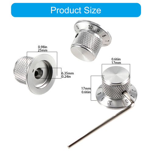 3Pcs Guitar Contral Knobs, Clear Knobs Electric Guitar Bass Top 2