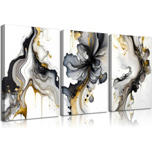 Black & Gold Abstract Canvas Wall Art 30x40cm