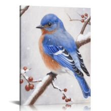 Blue Bird Canvas Wall Art 12x16 in