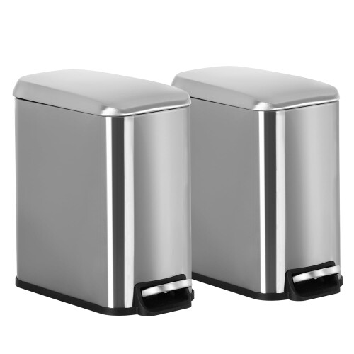 Edelstahl-Tretmülleimer, 5 l, Silber