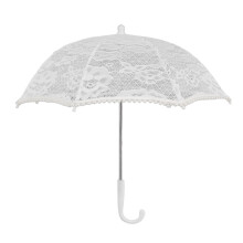 Hvit blondeparasoll – 48 cm sammenleggbar