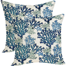 Capas de Almofada Costeiras 20x20 Azul Marinho Coral Tema Oceano