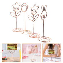 Tischkartenhalter aus roségoldenem Aluminium, 4er-Pack