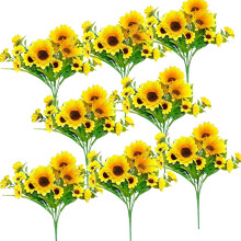 Lot de 8 tournesols artificiels avec tiges – 4 grands + 9 petits