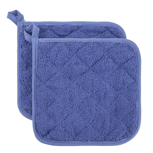 Topflappen aus Baumwollfrottee, 2er-Pack, Blau