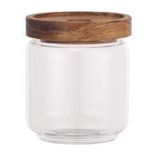 Clear Glass Storage Jar with Wooden Lid, 500ml