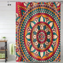 Mandala Shower Curtain – Bohemian Floral, Polyester,