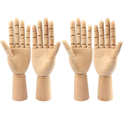 Houten handmodel, set van 4 (2 links, 2 rechts)