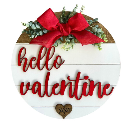 3D Hello Valentine trædørophæng