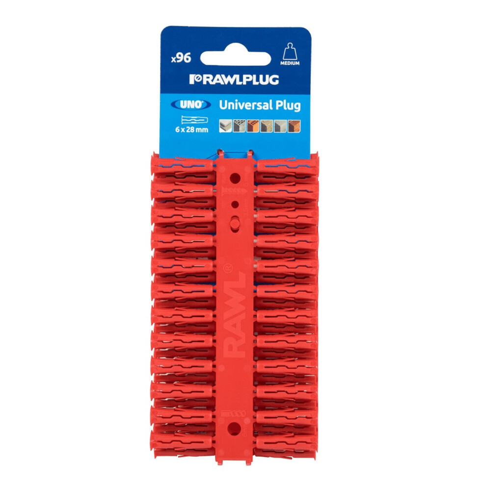 (28Mm X 5Mm, Red) Rawlplug Universal Wall Plug (Pack Of 96) 5059958551763