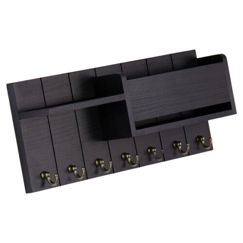 Handcrafted Wood Wall Shelf With 7-7 hook envelope hold