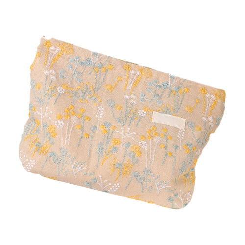 Embroidered Beauty Cosmetic Bag Polyester Lightweight Makeup-L