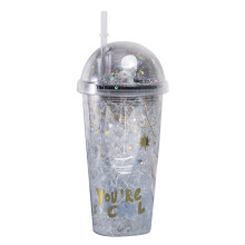 Vaso infantil con pajita de 500 ml, doble capa y a prueba de fugas.