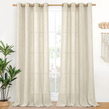 Linen Blend Curtains 52x68 in, 2 Panels, Bronze Grommets