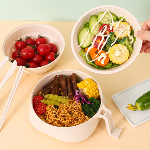 Microwave Ramen Bowl Set 6-Piece with Strainer Lid Handle