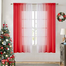 Ombre Faux Linen Sheer Curtains 54x84 in Set of 2
