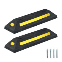 Wheel Chocks, Set of 2 - Durable Rubber, Reflective