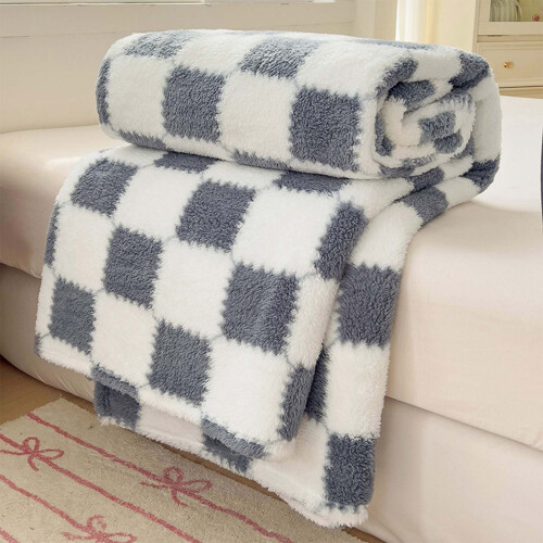 Blue Flannel Throw Blanket – Ultra-Soft Microfiber,