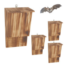 Bat Box Set of 4, Flamed Fir Wood
