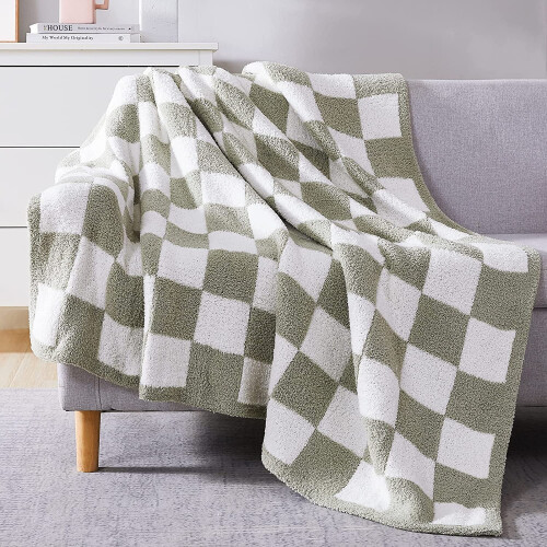 Hot Pink Checkered Throw Blanket 50 x 70 in