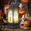 Halloween LED Lantern – Black Plastic Portable Skull 1