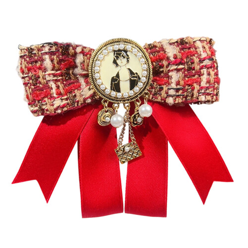 Broche élégante de Style britannique, ruban nœud-Épingle rouge