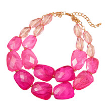 Collier bohème Double couche en acrylique perlé, chaîne de-Rose