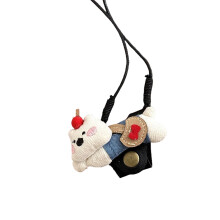 Fashionable Leather Pet Necklace-running little blue