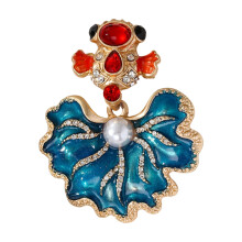 Lucky Carp Brooch Crafted From Alloy Glittering Crystals-Blue