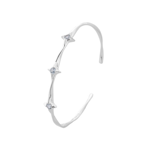 Artistic Mobius Inspired Bangle With Sparkling Star Detailing