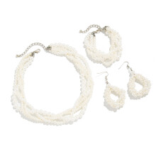 Comfort Wear Imitation Pearls Multi Strand Necklace-white king