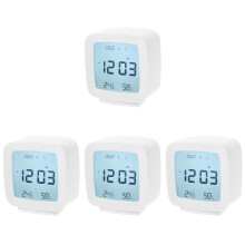 4Pcs Plastic Electronic Alarm Clock White with Clear Display for Home