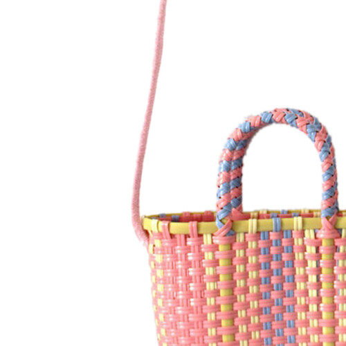 Woven Plastic Strip Bag with Handle, Square Shape 1