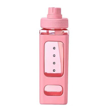Sticlă de apă din sticlă cu pai, 700 ml, portabilă și etanșă
