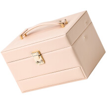 Leather Jewelry Storage Case 3 Tiers Automatic Open-Amber
