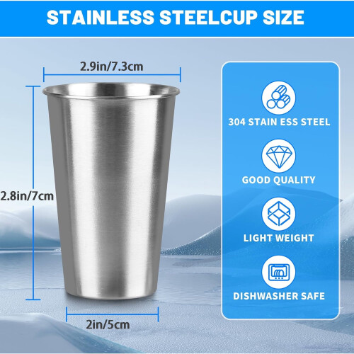 4 Pack 6 oz Stainless Steel Pint Cups 1