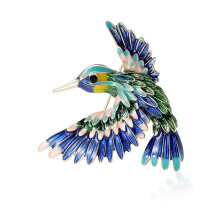 Glossy Enameled Bird Brooch Timeless Accessory For Mature-Blue